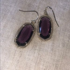Kendra Scott Drop Earring in Silver w/ purple gem